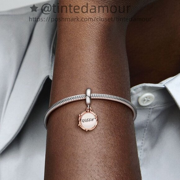 Pandora Queen & Regal Crown Dangle Charm|Two-tone - Picture 2 of 2